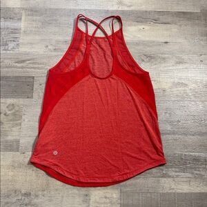 Lululemon Sz 4 Run Off Route Tank Top Heather Red Mesh Strappy